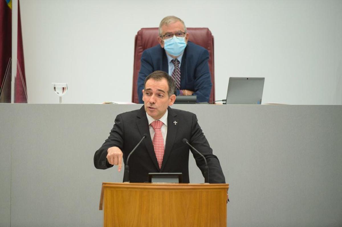 Juan José Liarte, este miércoles, durante el Debate del estado de la Región