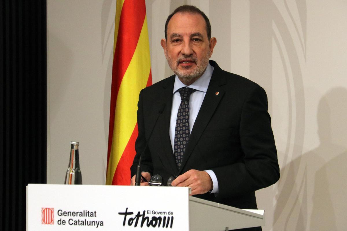 El conseller de Justícia, Ramon Espadaler, durant la roda de premsa