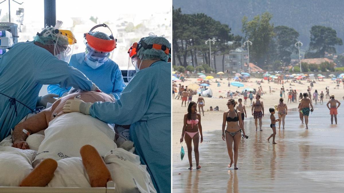 UCI del hospital Álvaro Cunqueiro. Gente paseando por Samil.