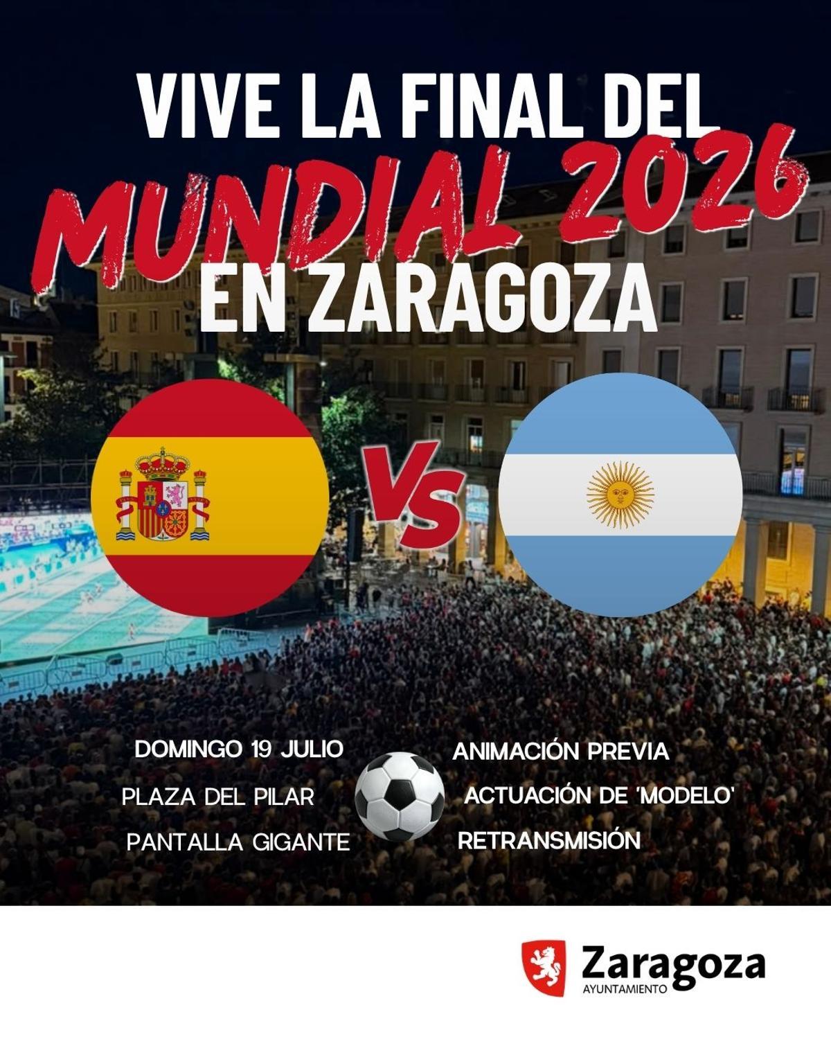Cartel anunciador del Ayuntamiento de Zaragoza.
