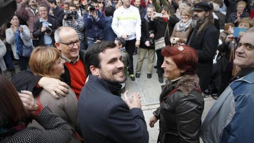 Garzón, ayer por la mañana, durante el acto en Alcoy.