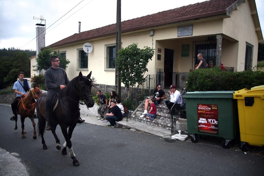 Diferentes grupos de personas fueron tratando de reunir a los caballos de los montes vecinos y conducirlos hasta O Peón