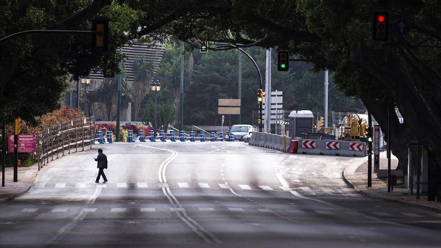 Calles vacías en Málaga, fruto del confinamiento decretado por el estado de alarma.