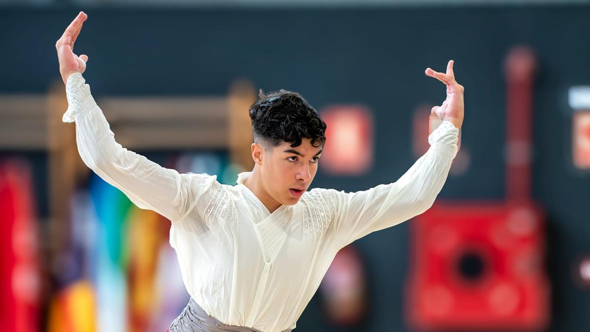 Hugo Betancor, quinto clasificado en el Campeonato de España juvenil de patinaje artístico en la modalidad libre individual