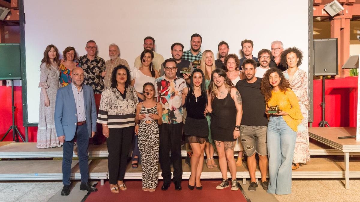 Foto de los galardonados en el Festival de Cine de Sax del pasado año 2022.