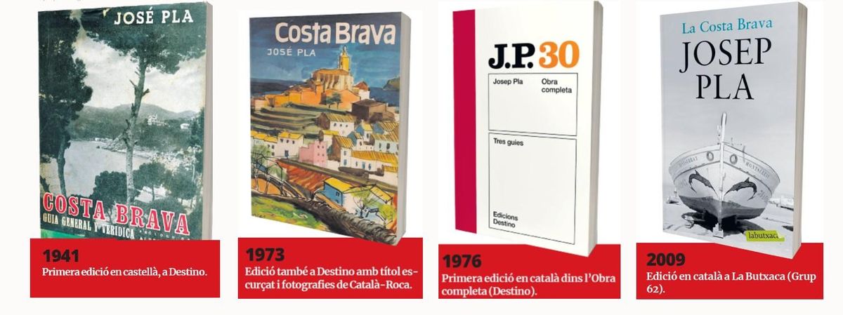 Les diferents edicions de la guía de la Costa Brava de Josep Pla.