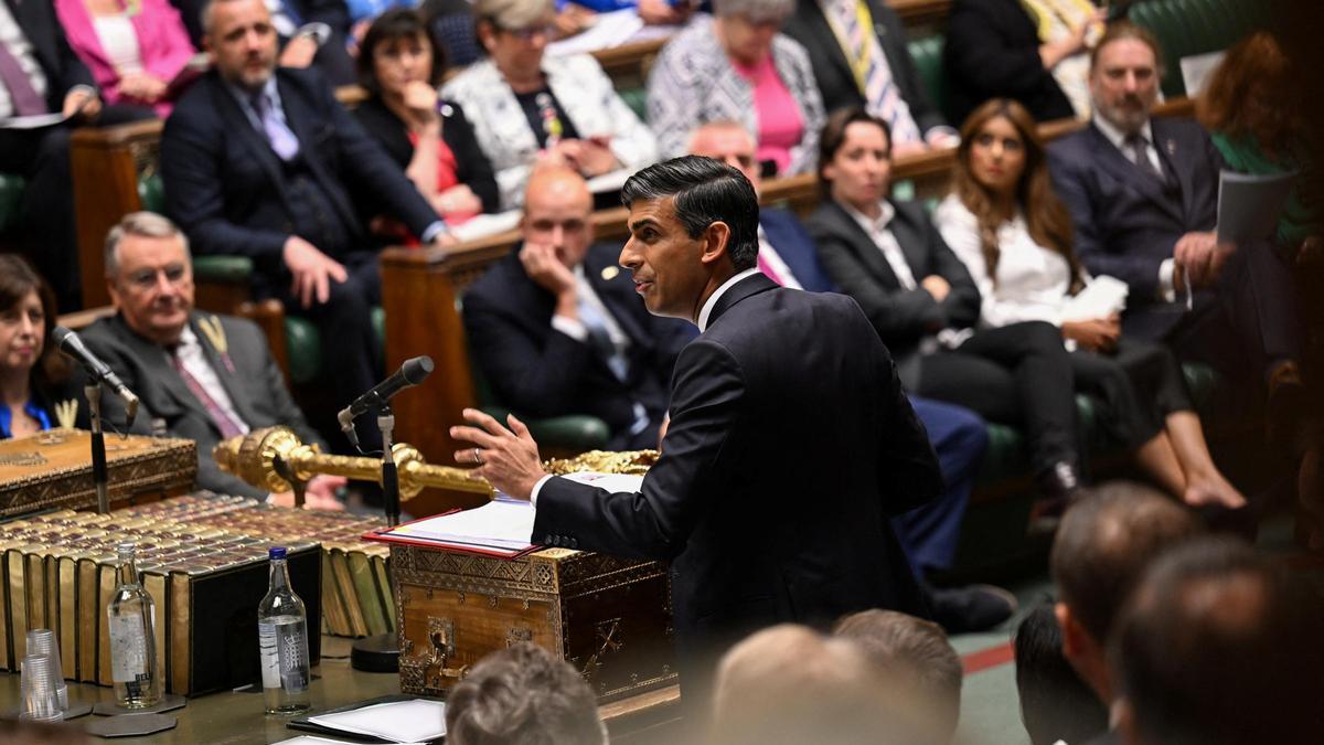 El primer ministro británico, Rishi Sunak, este miércoles durante la sesión celebrada en la Cámara de los Comunes.