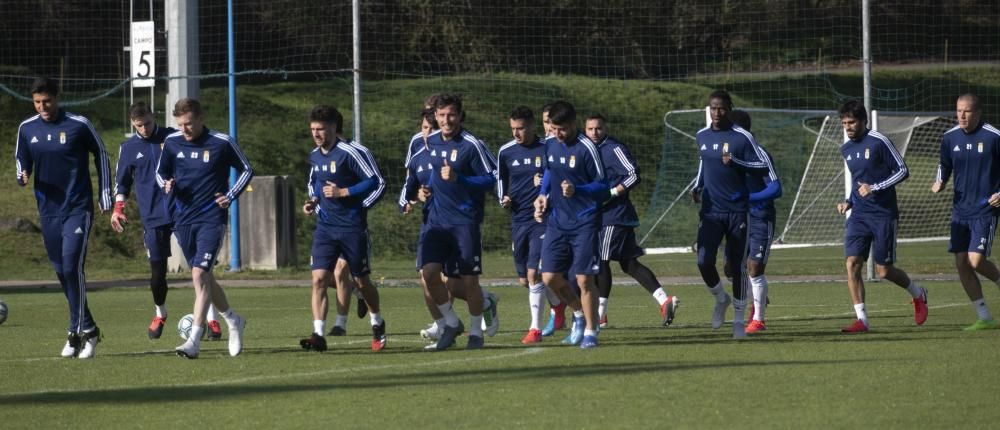 El entrenamiento del Oviedo de esta mañana