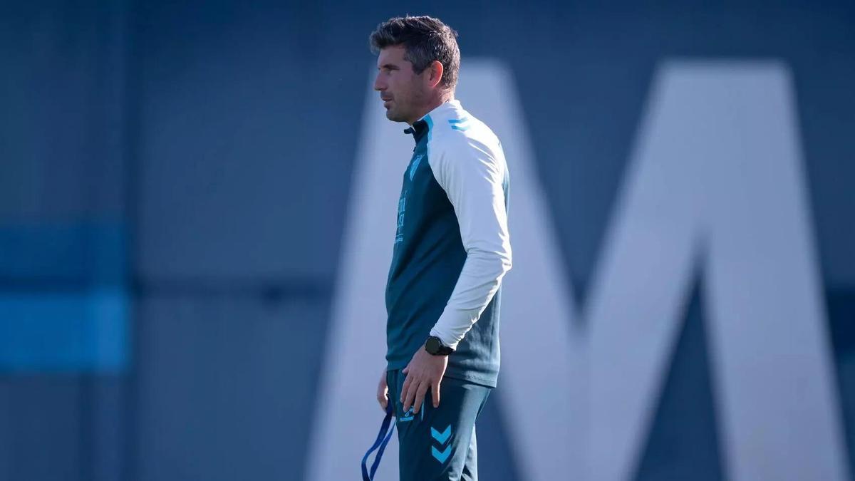 Funes, en una sesión de trabajo de esta semana del Málaga.