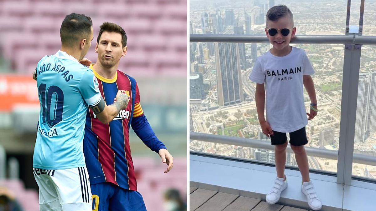Aspas y Messi se saludan, en una imagen de archivo. Thiago Aspas.