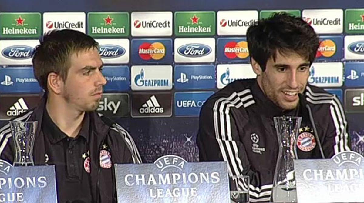 El capità del Bayern i Javi Martínez, centrecampista de l’equip alemany, atenen a la premsa abans d’enfrontar-se als blaugranes en un duel que està al 50%.