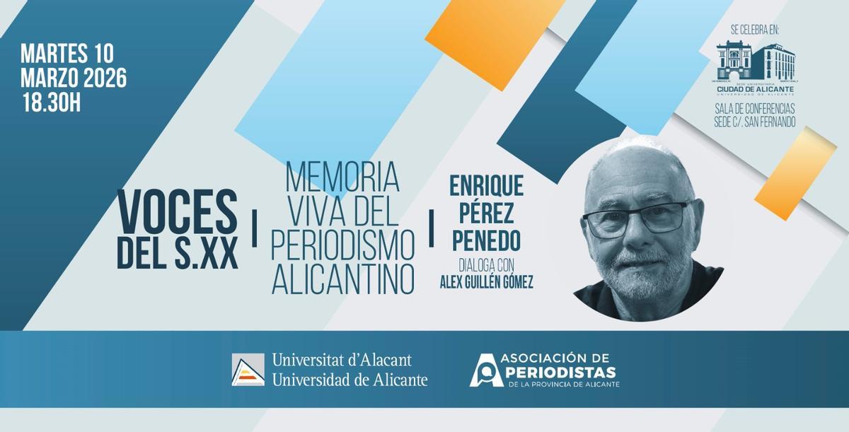 Cartel oficial de la visita del dibujante Enrique al ciclo de la Universidad de Alicante