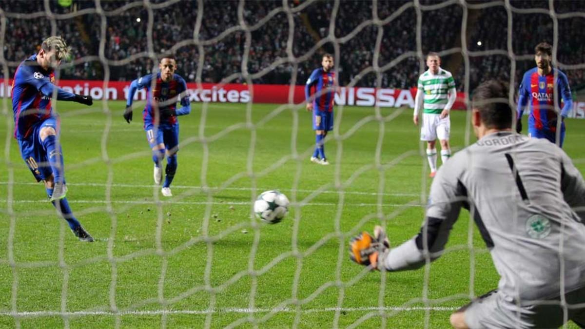El último gol de Messi en Champions League lejos del Camp Nou: 23 de noviembre de 2016, en Celtic Park (0-2), hace ahora un año...