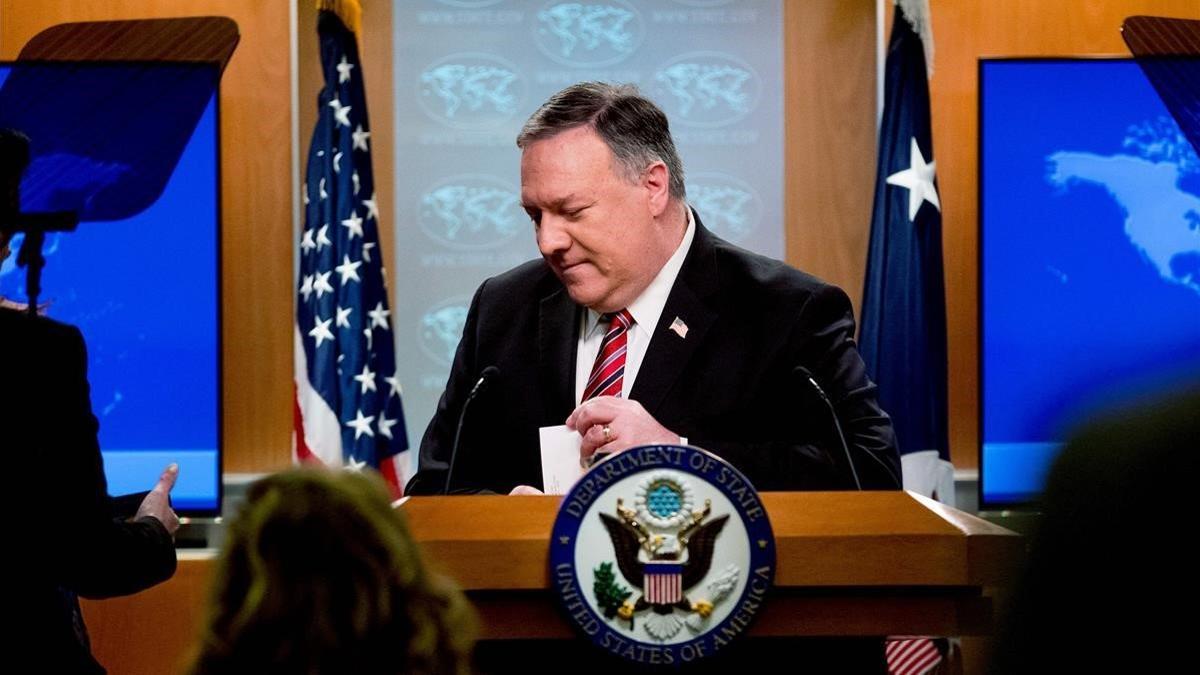 El secretario de Estado, Mike Pompeo, durante una conferencia de prensa el pasado 29 de abril.