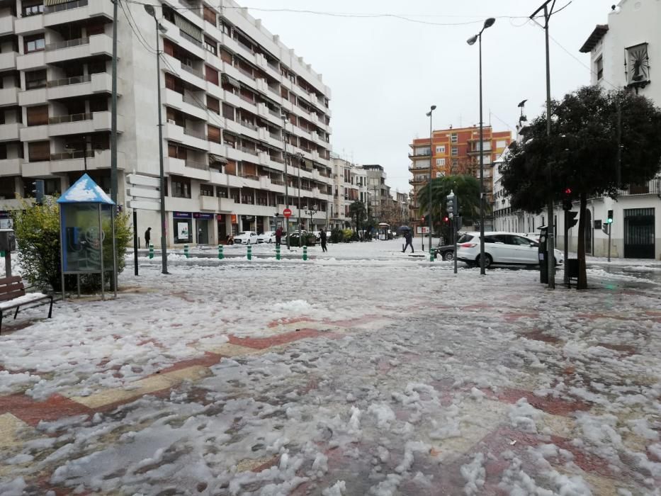 Nieve en el casco urbano de Ontinyent.