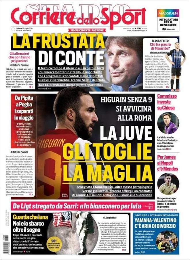 Portada de Corriere dello Sport del 20 de julio de 2019