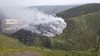 Un incendio por la caída de un rayo quema tres hectáreas forestales en Belsué