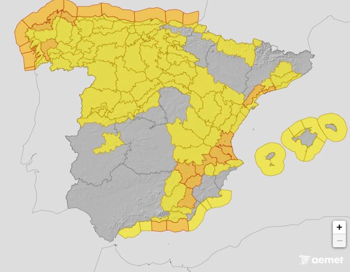 Mapa de alertas activas este miércoles, 11 de febrero