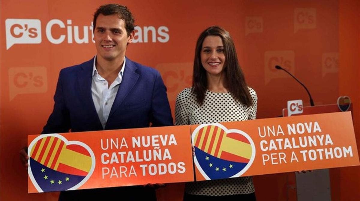 El líder de Ciutadans, Albert Rivera, i la cap de llista de Ciutadans per a les autonòmiques de Catalunya, Inés Arrimadas.