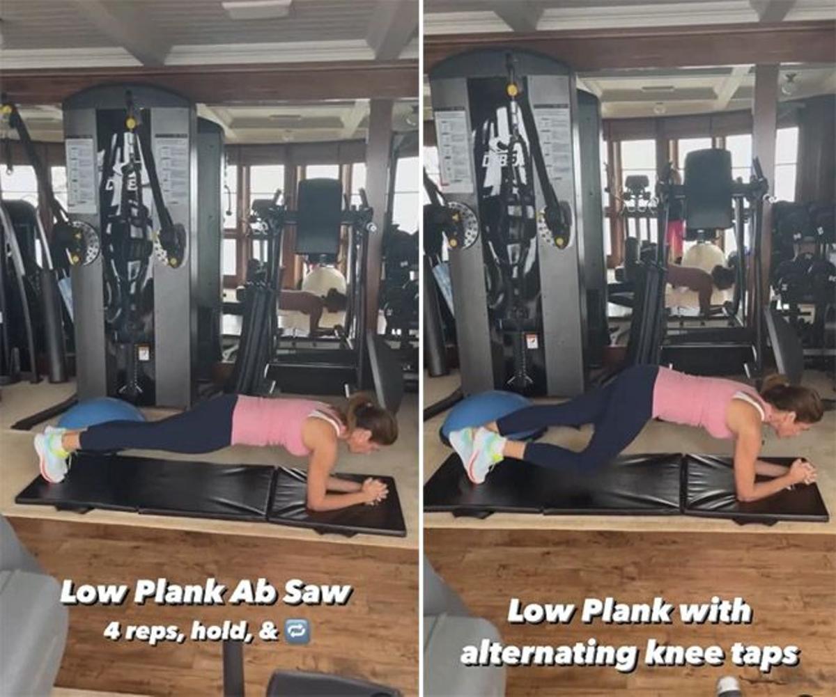 Planchas con antebrazos en el suelo para fortalecer abdominales, por Cindy Crawford