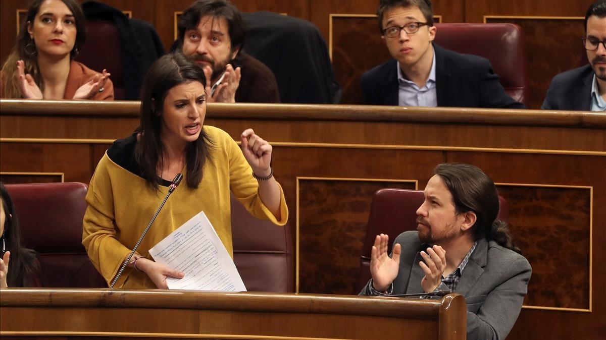 Irene Montero, durante la sesión de control al Gobierno del 7 de febrero.