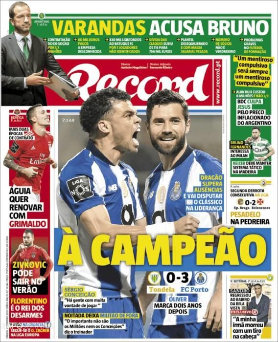 Portada RECORD sábado 23 de febrero 2019