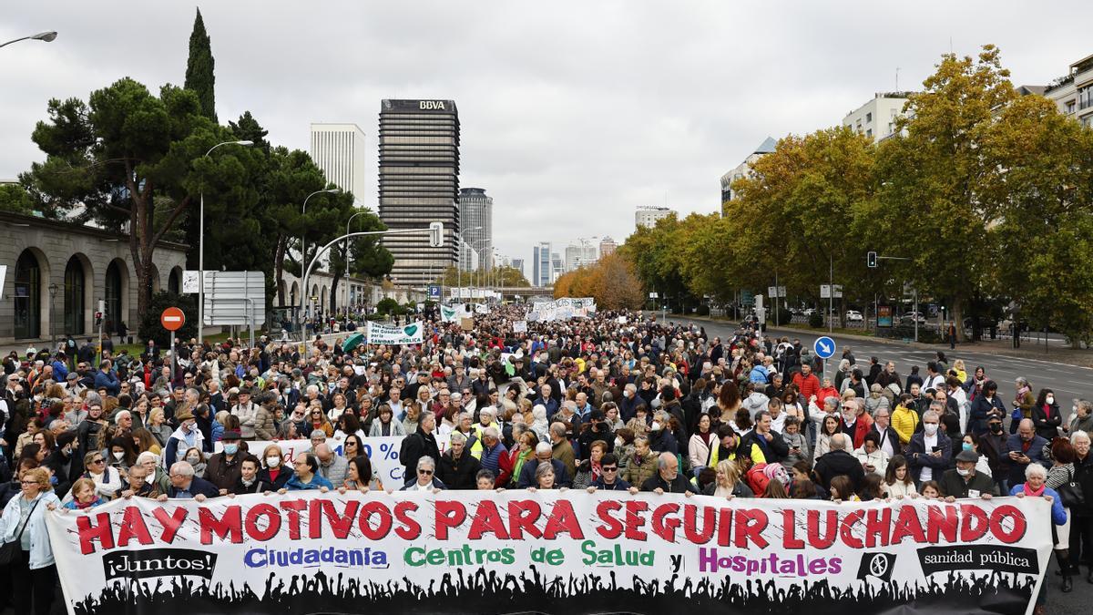 Manifestación en Madrid en defensa de la sanidad pública