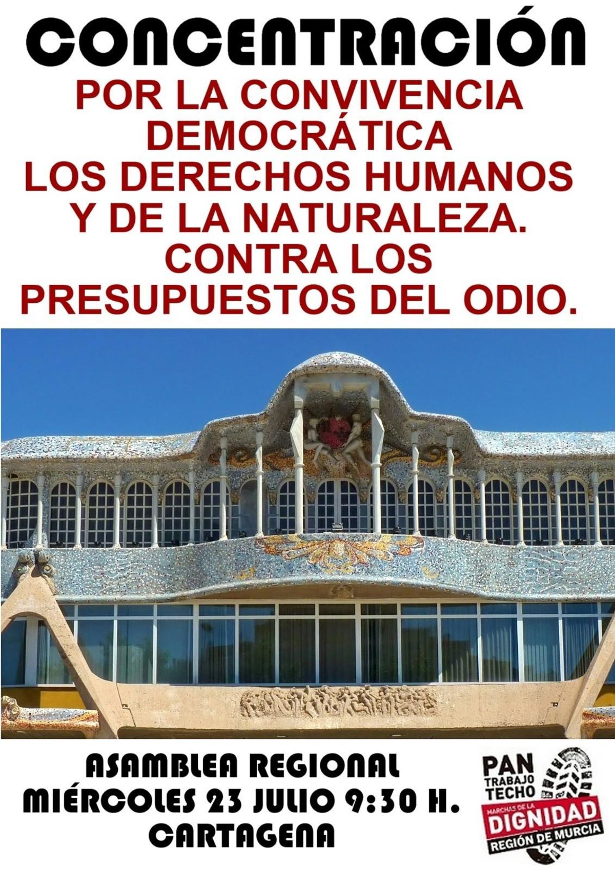 Convocan una concentración frente a la Asamblea Regional contra los presupuestos regionales