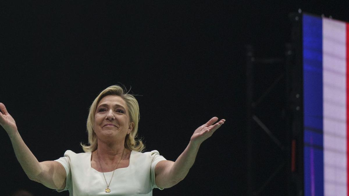 Marine Le Pen durante un mitin en Madrid el pasado mes de mayo.
