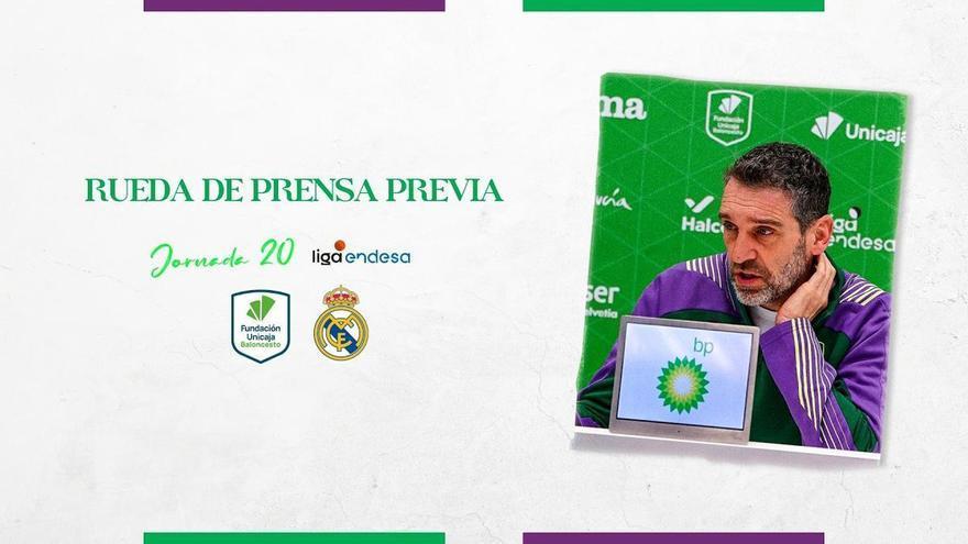 Ibon Navarro comparece en rueda de prensa antes del Unicaja-Real Madrid de ACB