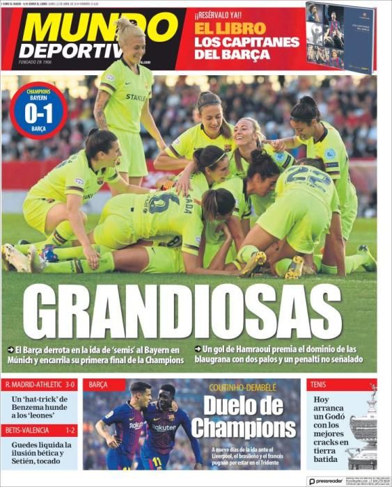 Portada MUNDO DEPORTIVO lunes 22 de abril de 2019.