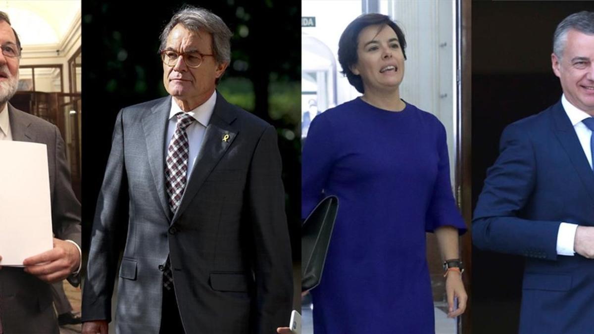 Mariano Rajoy, Artur Mas, Soraya Sáenz de Santamaría e Íñigo Urkullu.