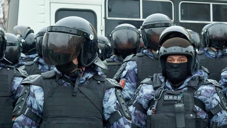 Policía durante las manifestación por Navalni del pasado domingo.