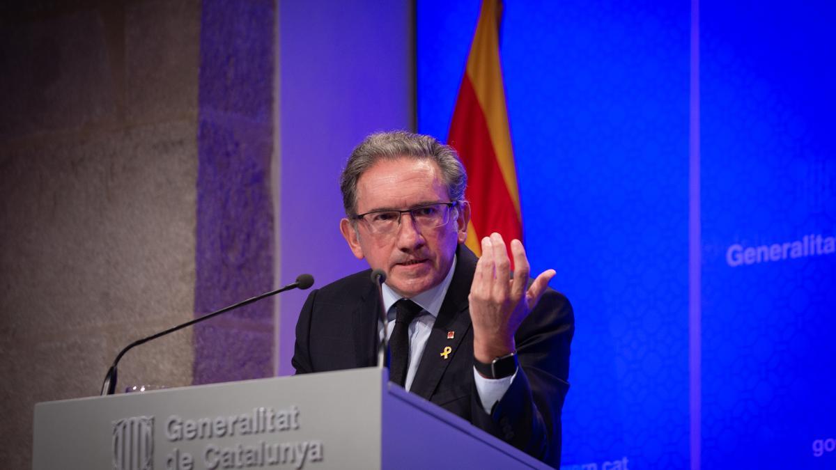 El conseller de Economía y Hacienda, Jaume Giró, interviene en una rueda de prensa posterior a una reunión del Consell Executiu, a 20 de julio de 2021, en la Generalitat de Cataluña, Barcelona, Catalunya, (España). Durante la rueda de prensa, la Generalit