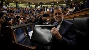 Mariano Rajoy, el pasado martes, antes de pronunciar su discurso de investidura.