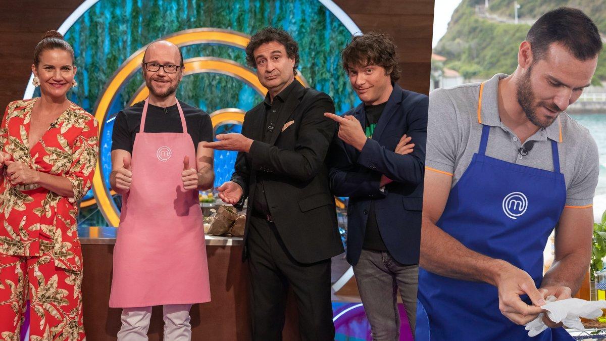 Santiago Segura con el jurado de 'Masterchef Celebrity' y Saúl Craviotto