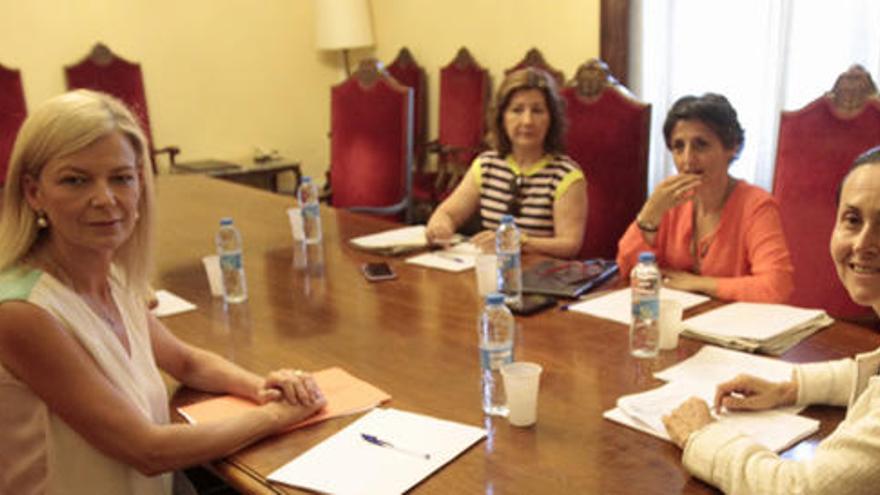 Gabriela Bravo y Pilar de la Oliva, en primer término, en la reunión celebrada ayer en el TSJ.