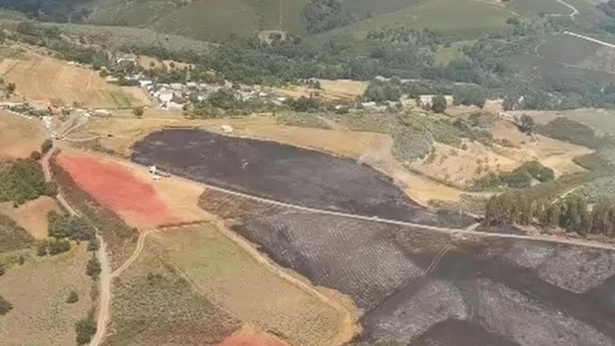 El estado del terreno de A Gudiña tras el paso del fuego.