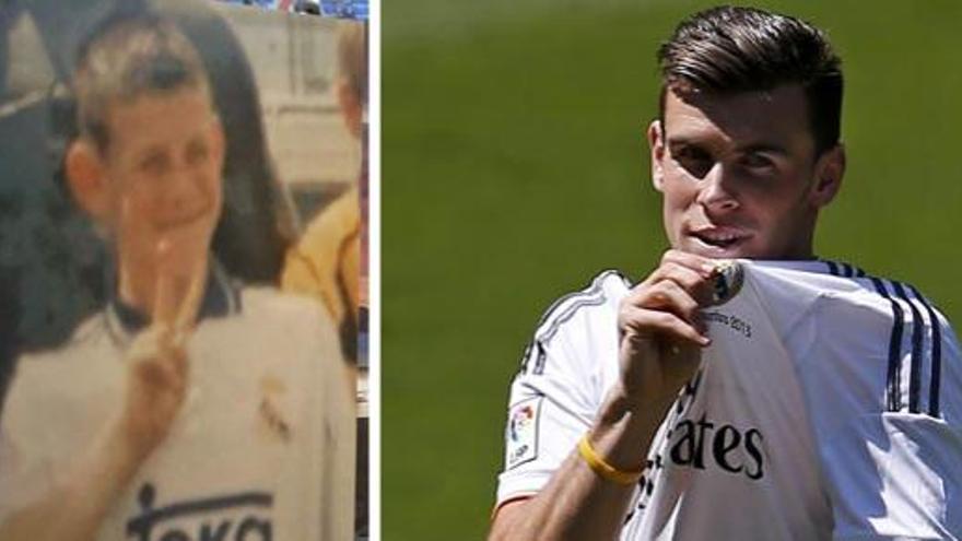 Bale, ayer, junto a una imagen que se vio en su presentación.