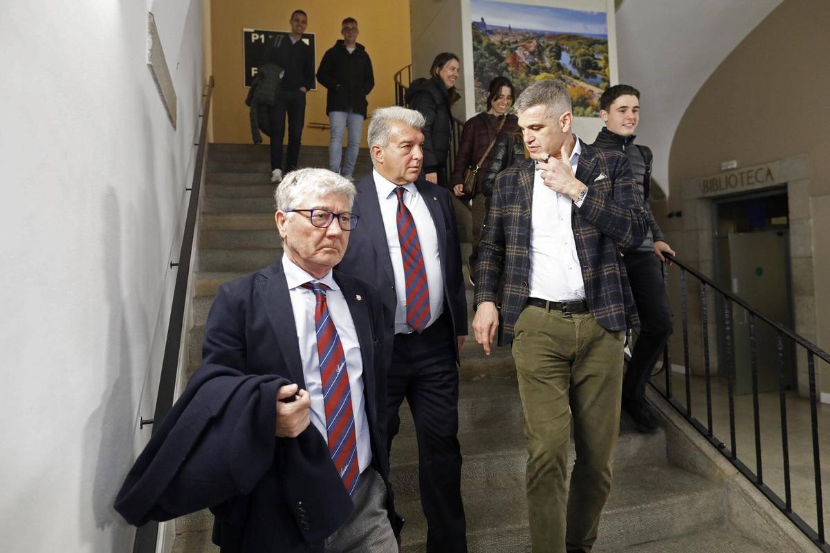 Girona. Casa Cultura. Acte electoral Joan Laporta (president del Barça FCB). Candidatura Defensem el Barça.