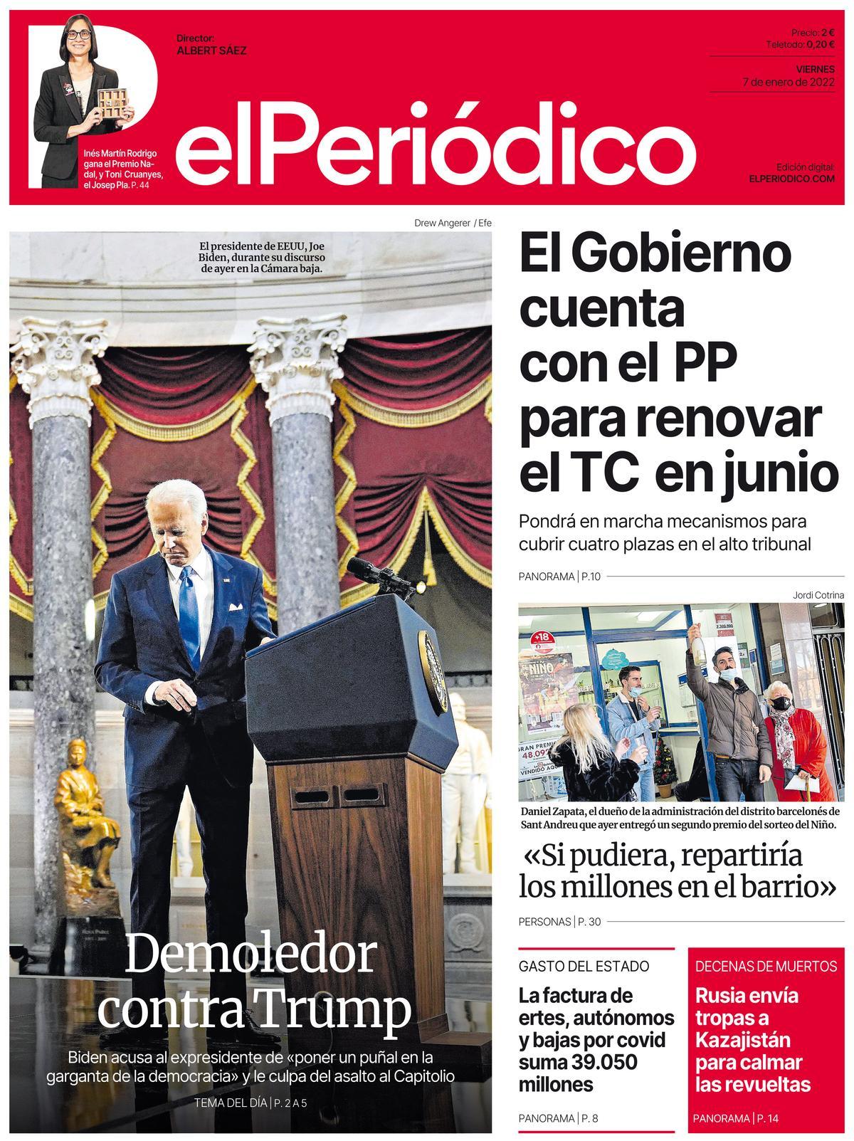 La portada d’EL PERIÓDICO del 7 de gener del 2021