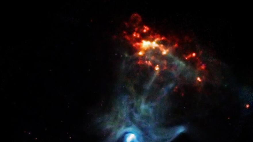 Una mano cósmica impulsada por un púlsar se desplaza a toda velocidad por el universo