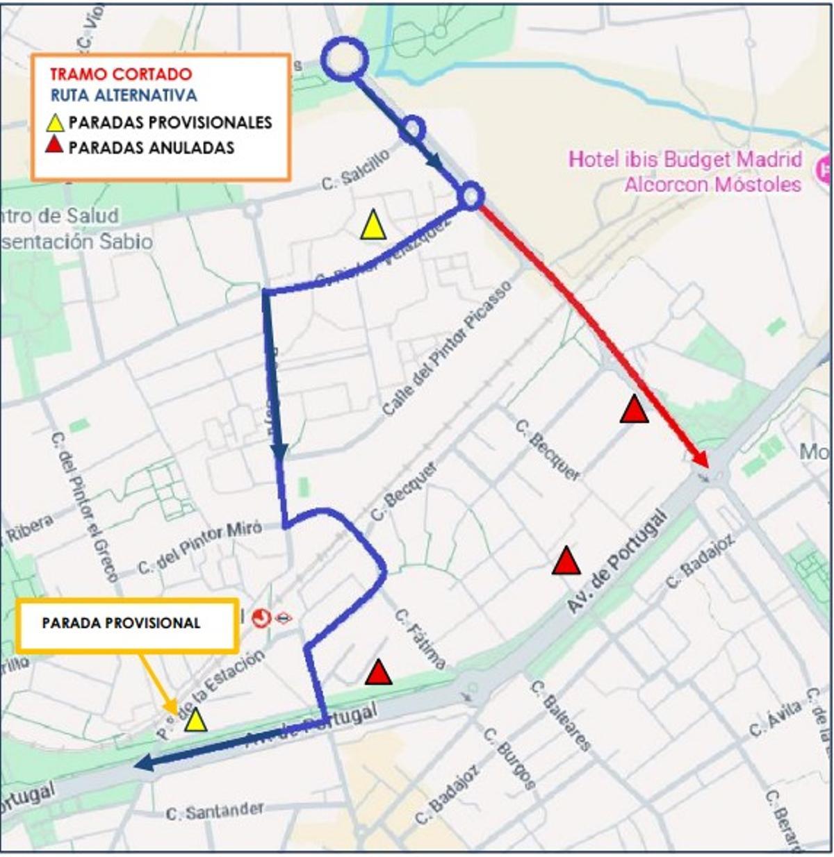 ruta alternativa líneas de autobús 529, 529A, 529H, 531 y 531A