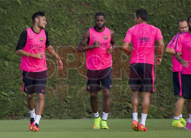 El primer entrenamiento de Luis Suárez en el Barça