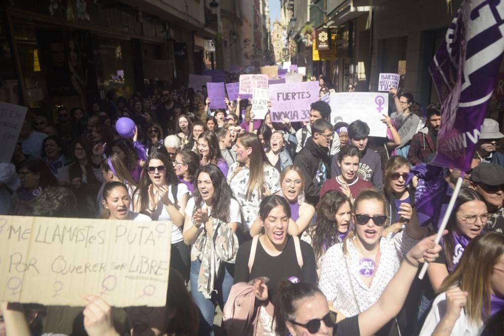 La feministas calientan motores antes de la manifestación del 8-M en Murcia