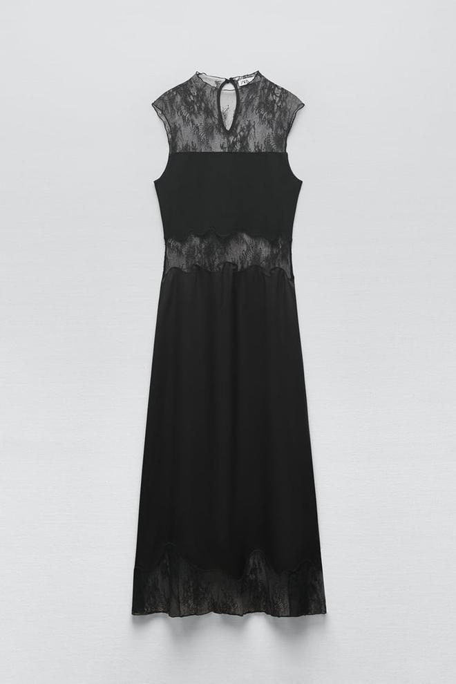 Vestido de encaje negro de Zara