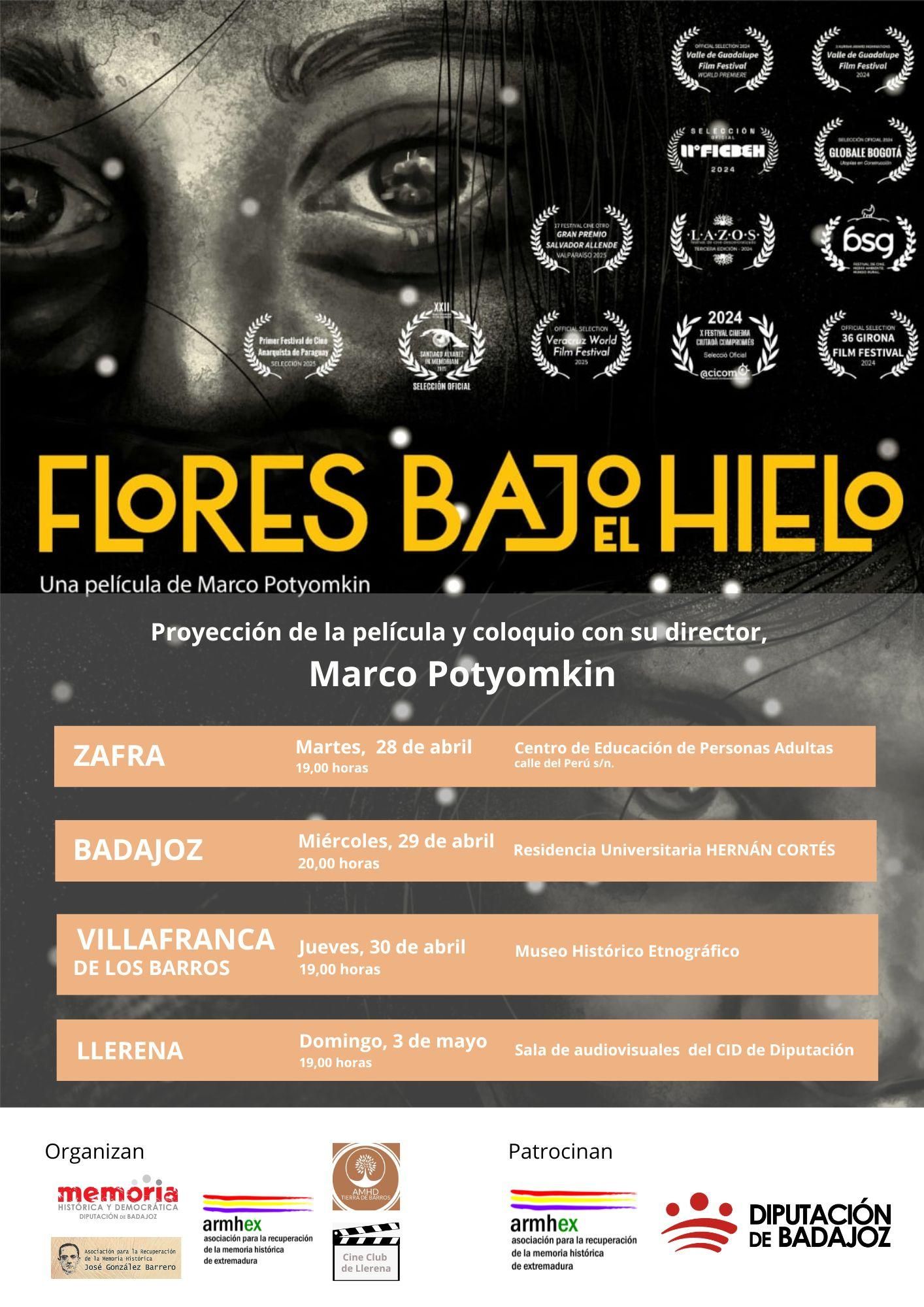 Cartel oficial de la gira provincial de 'Flores bajo el hielo'.