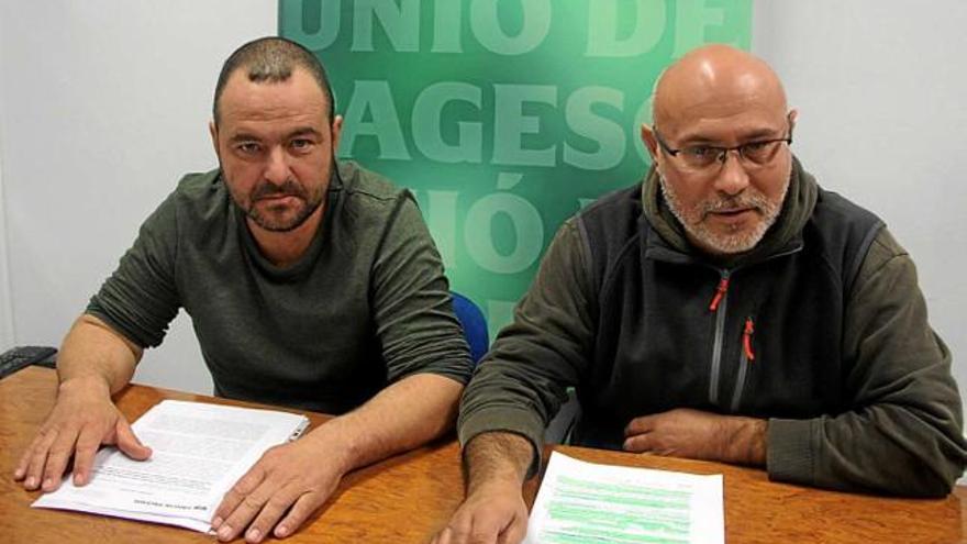 Joan Montesó i Carlos Sanz, del sindicat Unió de Pagesos
