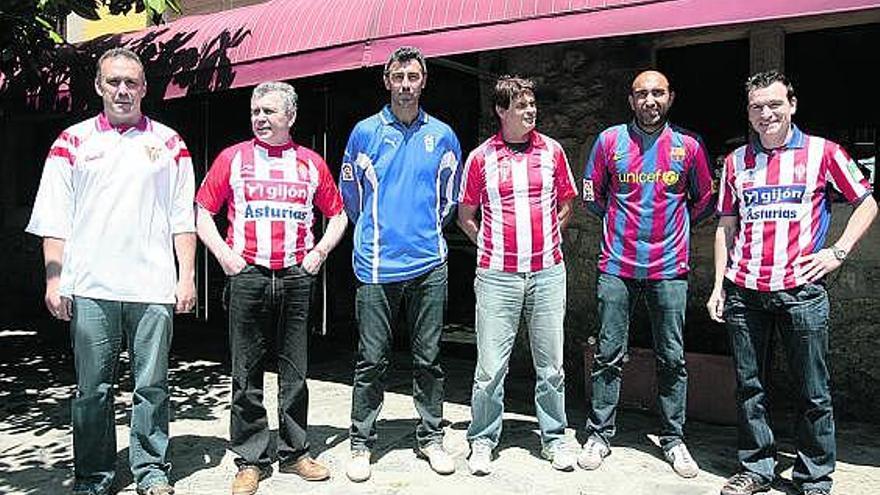 De izquierda a derecha, Bango, Ferrero, Jerkan, Ciriaco, Abelardo y Ramón.