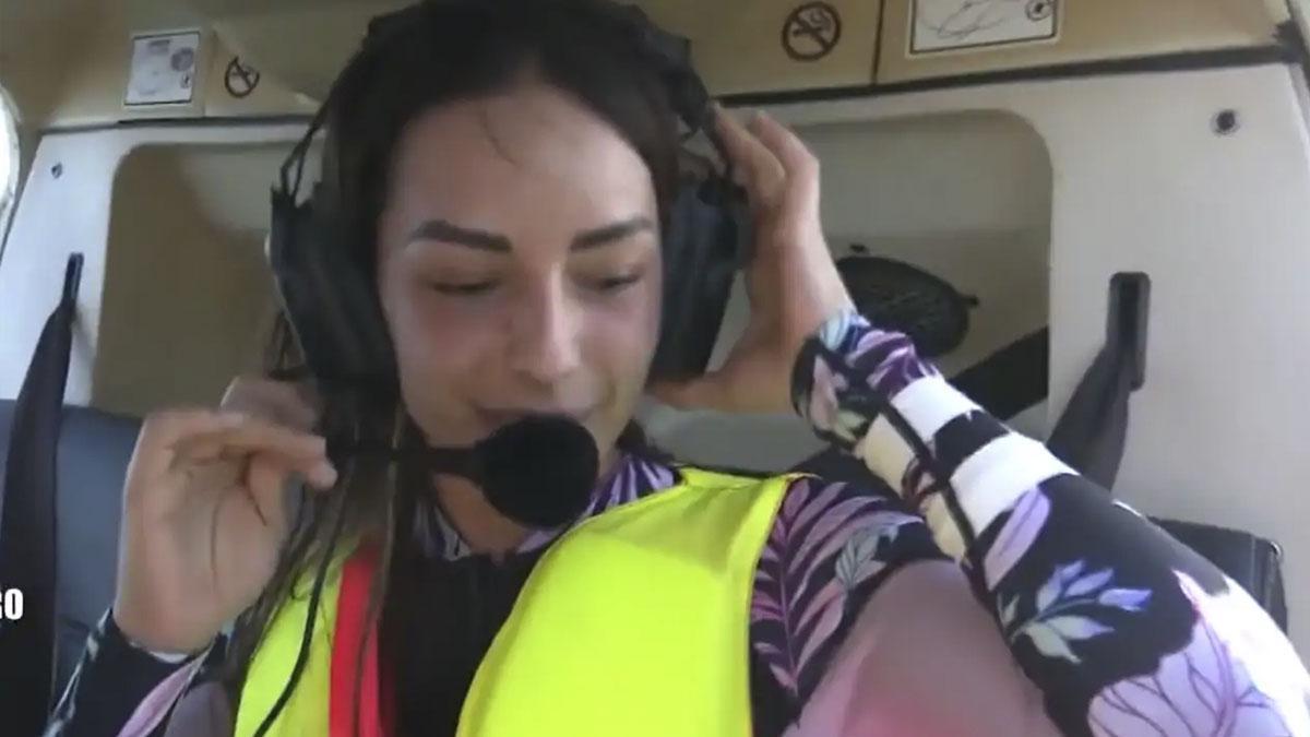 Anita Williams en el helicóptero de 'Supervivientes'.